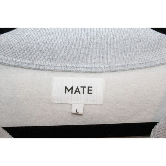 MATE the Label 100% Organic Cotton 1/4 Zip Up Sweatshirt L GRAY $158 - Picture 7 of 8